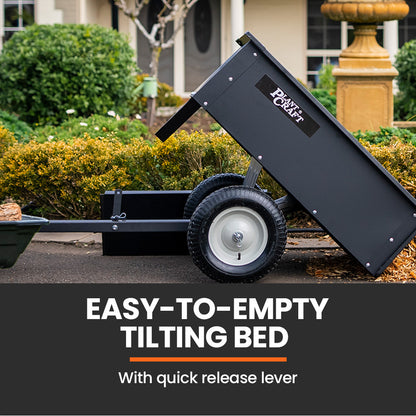 270kg Capacity Metal Dump Cart for Ride-on Mowers with 16x4 Pneumatic Tyres