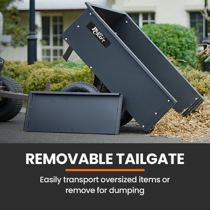 270kg Capacity Metal Dump Cart for Ride-on Mowers with 16x4 Pneumatic Tyres