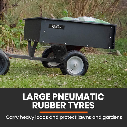 270kg Capacity Metal Dump Cart for Ride-on Mowers with 16x4 Pneumatic Tyres