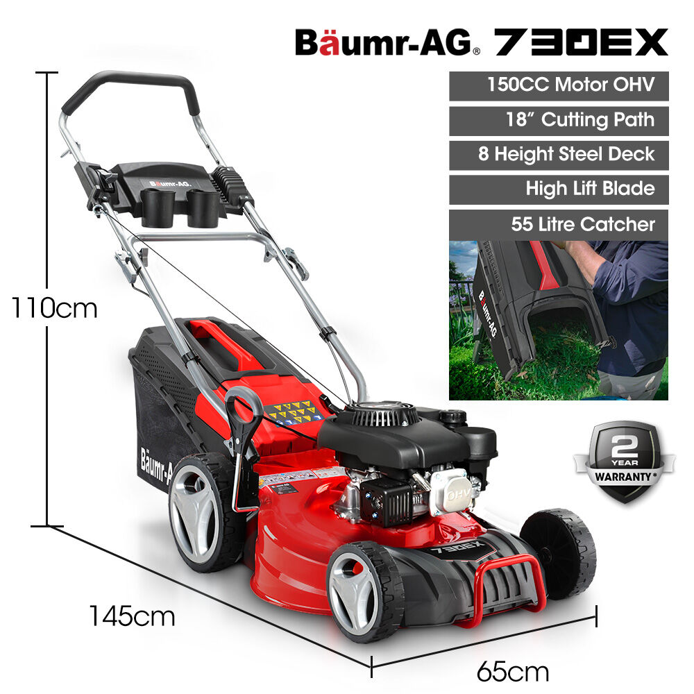 18' 150cc Lawn Mower, 8 Heights, Steel Deck, Cup Holder, 4-Stroke Engine