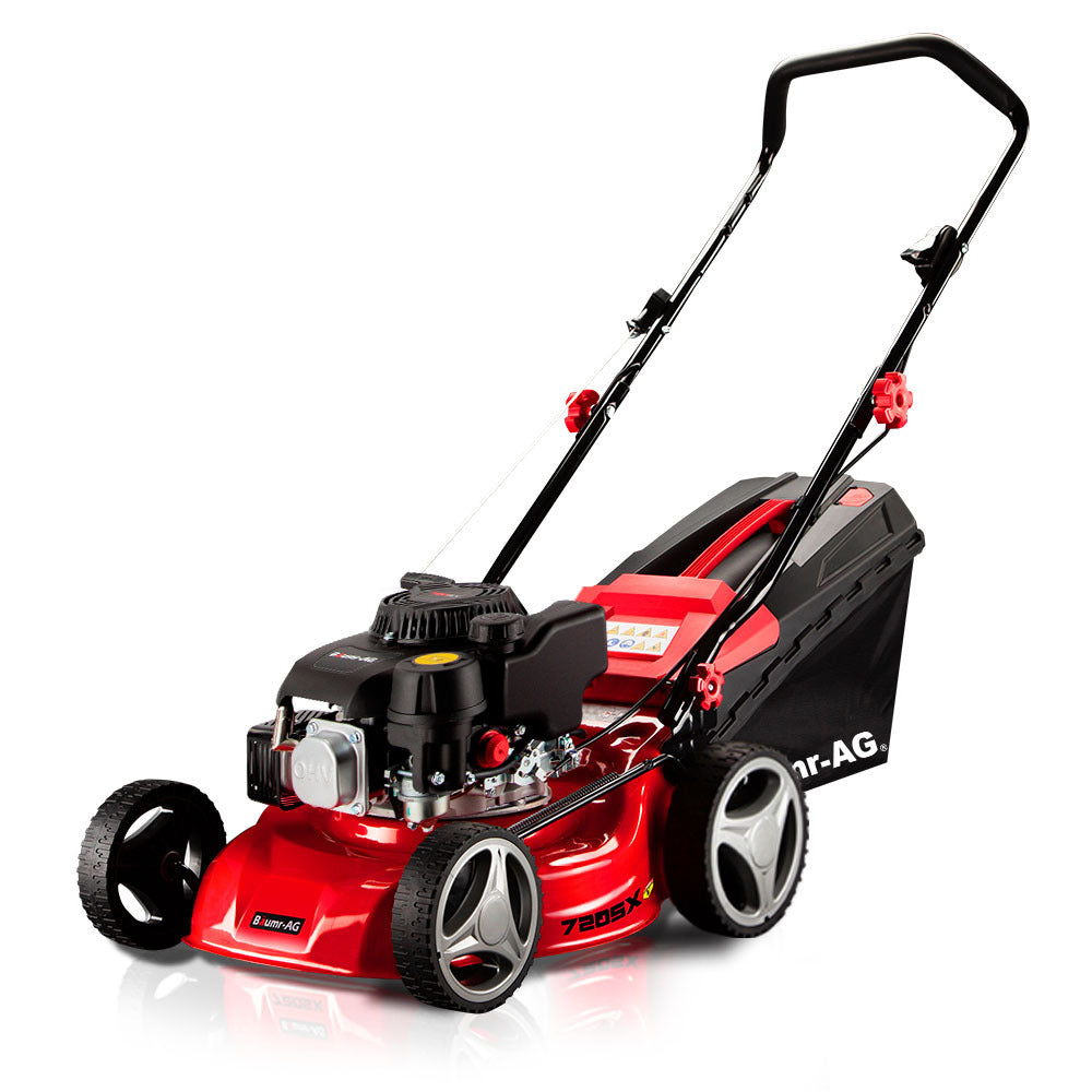 139cc Steel Deck Petrol Lawn Mower with 0.43m Deck and Height Adjustment