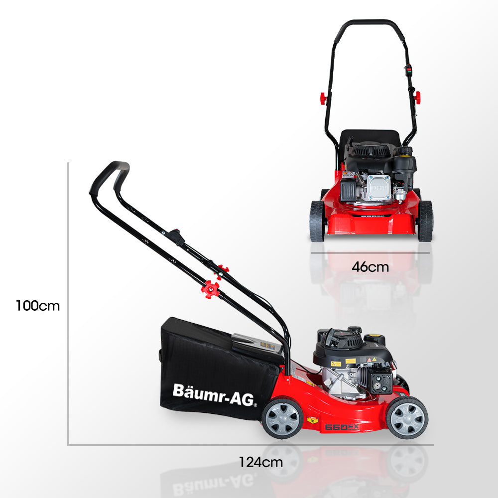 Petrol Lawn Mower 139cc 0.4m Deck with 35L Catcher, 4-Stroke Engine