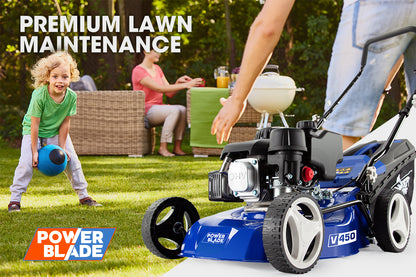 Petrol Lawn Mower 139cc 0.43m - 4-Stroke Engine with Steel Deck & Height Adjustment