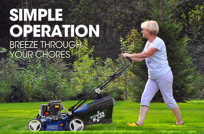 Petrol Lawn Mower 139cc 0.43m - 4-Stroke Engine with Steel Deck & Height Adjustment