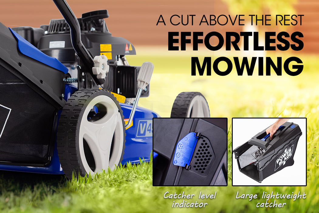 Petrol Lawn Mower 139cc 0.43m - 4-Stroke Engine with Steel Deck & Height Adjustment