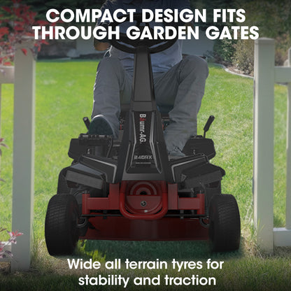 Compact 0.6m Ride-On Mower with Electric Start, 6HP Engine, Adjustable Heights