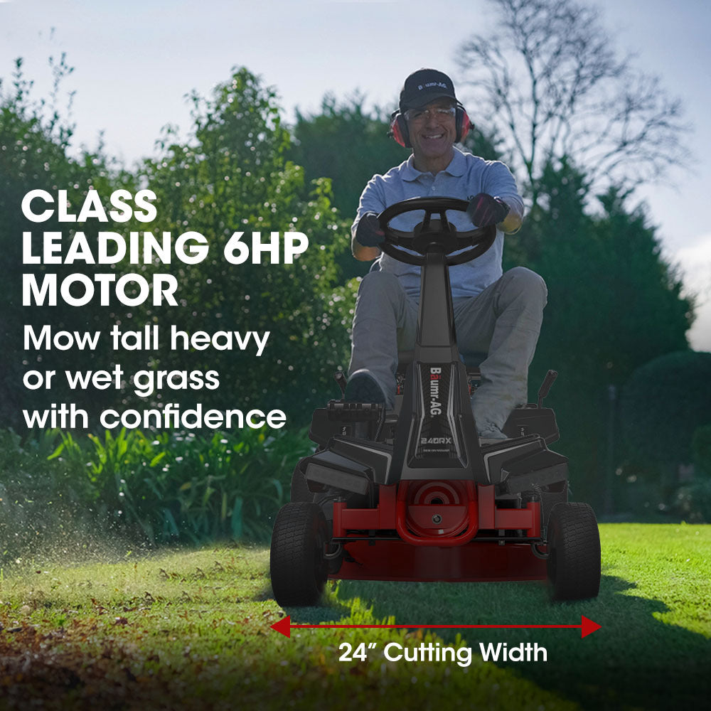 Compact 0.6m Ride-On Mower with Electric Start, 6HP Engine, Adjustable Heights