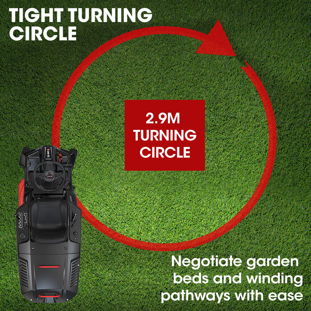 Compact 0.6m Ride-On Mower with Electric Start, 6HP Engine, Adjustable Heights