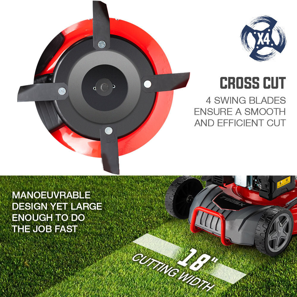 Petrol Lawn Mower 220cc 0.45m 4-Stroke Self-Propelled with 4-in-1 Functionality