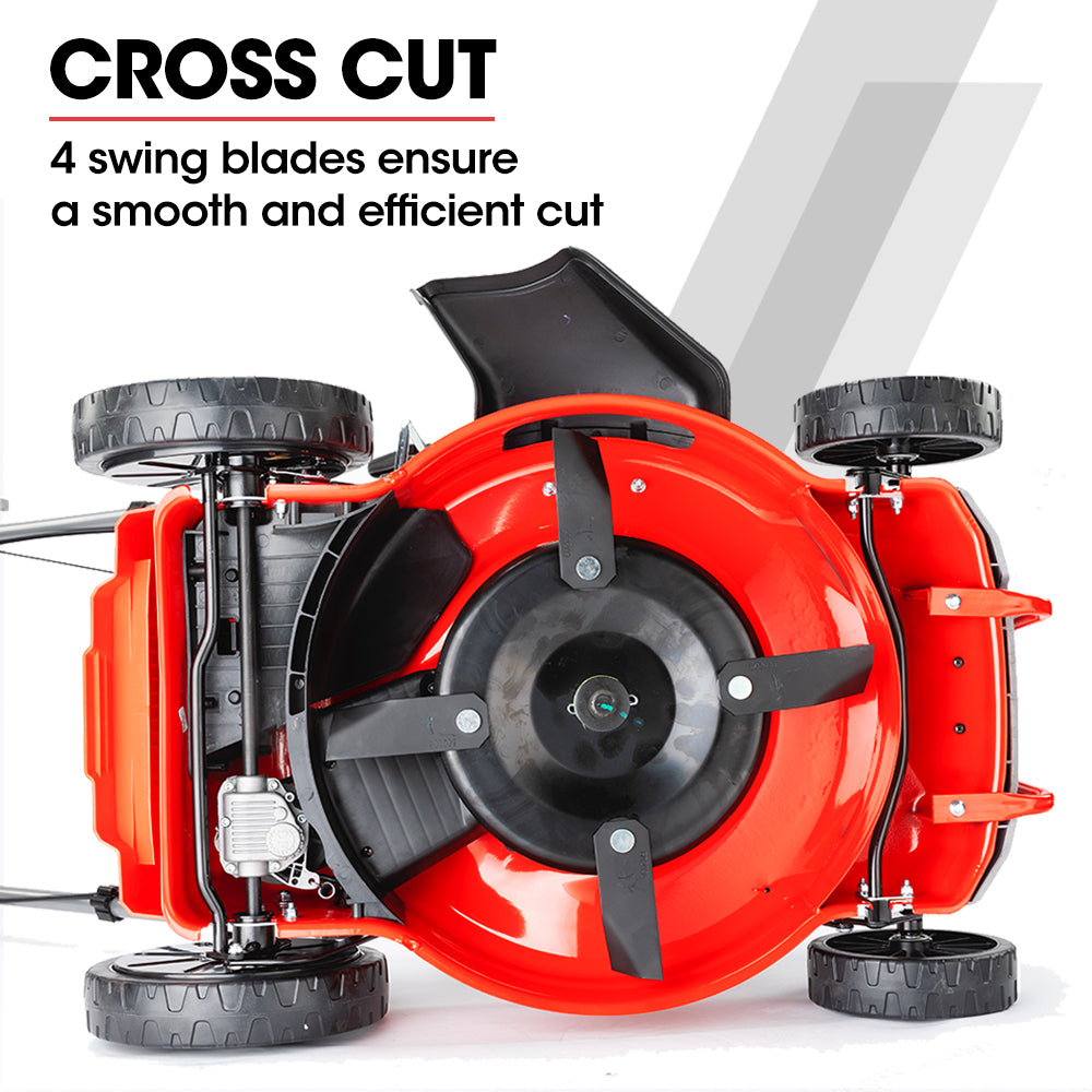 Petrol Lawn Mower 220cc 0.45m 4-Stroke Self-Propelled with 4-in-1 Functionality