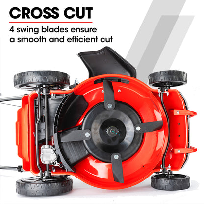 Petrol Lawn Mower 220cc 0.45m 4-Stroke Self-Propelled with 4-in-1 Functionality
