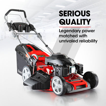 Self-Propelled 220cc Petrol Lawn Mower with 0.5m Steel Deck & 4-in-1 Functionality