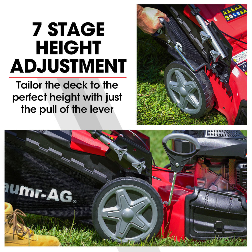 Self-Propelled 220cc Petrol Lawn Mower with 0.5m Steel Deck & 4-in-1 Functionality