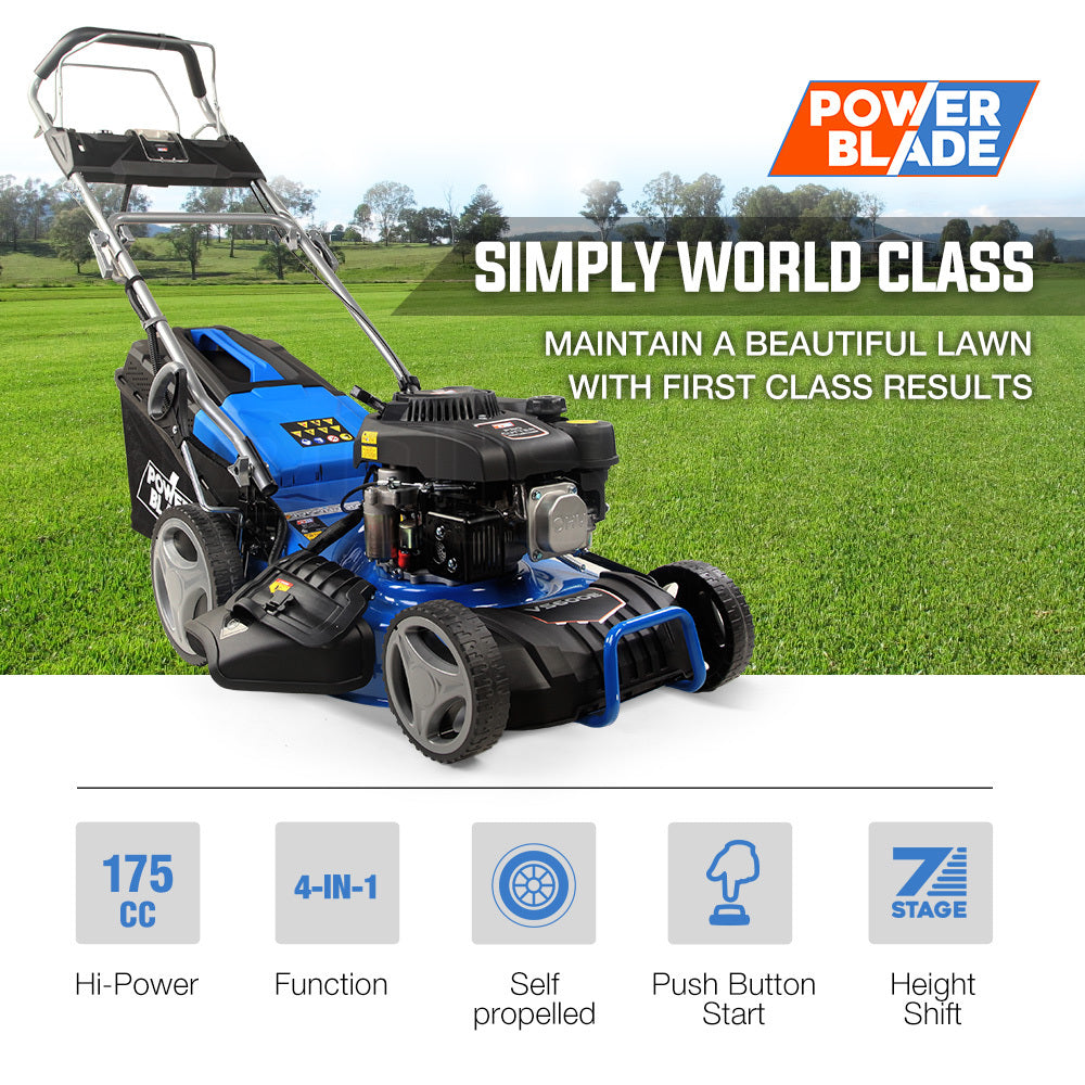 18" 175cc Self-Propelled 4-in-1 Petrol Lawnmower with Steel Deck & Electric Start