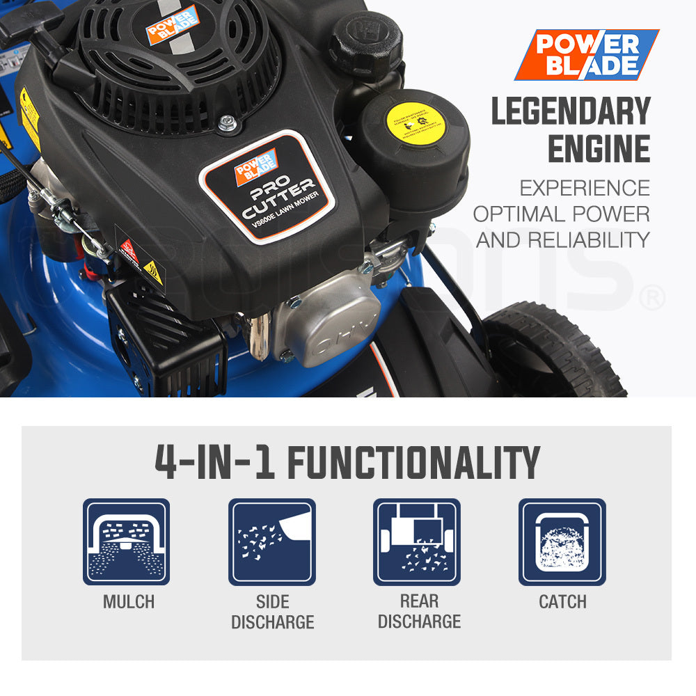 18" 175cc Self-Propelled 4-in-1 Petrol Lawnmower with Steel Deck & Electric Start