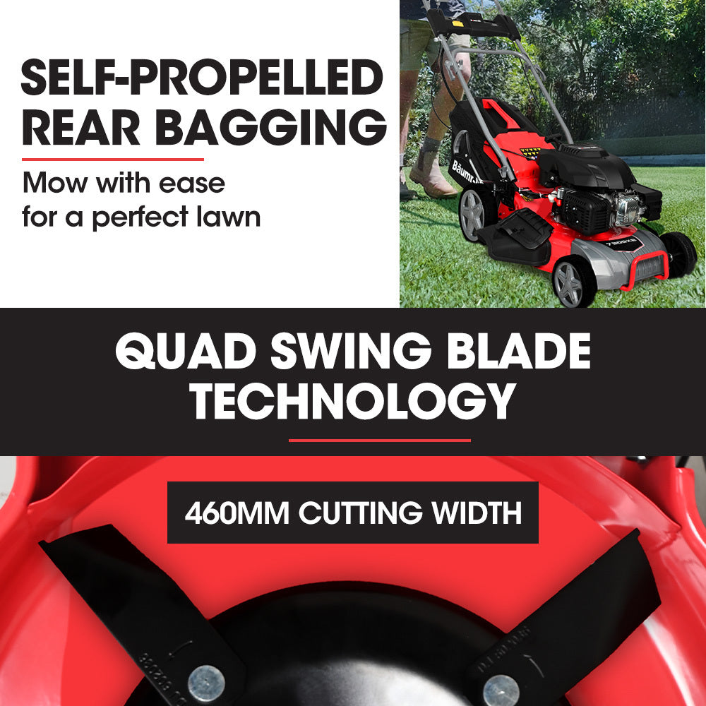 18" Electric Start Self-Propelled Lawn Mower, 6 HP, 224cc Engine, Steel Deck