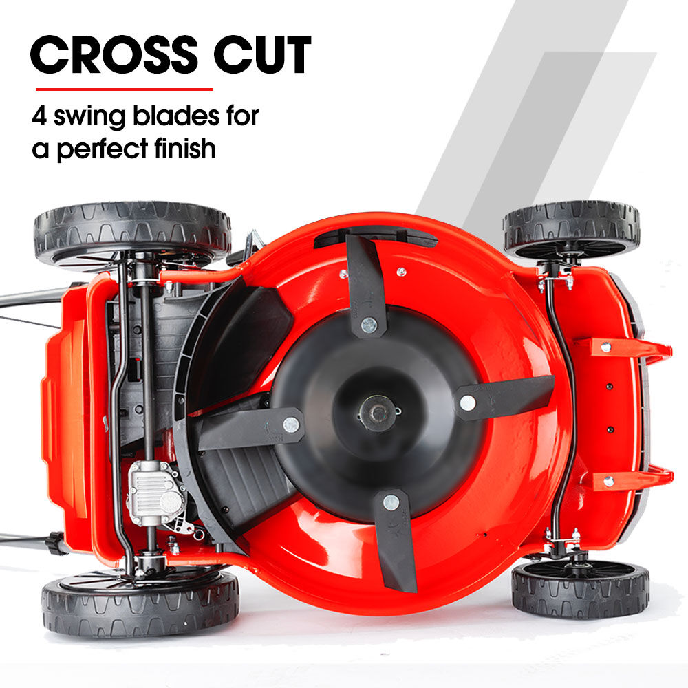 18' 150cc Self-Propelled Lawn Mower, Steel Deck, 7 Heights, 55L Catcher