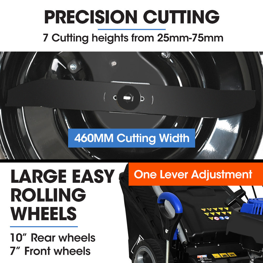18m Self-Propelled Lawn Mower, 150cc 4-Stroke Engine, 7 Heights, Steel Deck