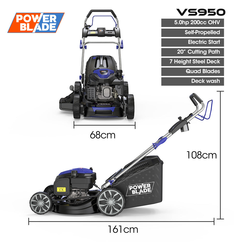 20" Self-Propelled Lawn Mower, 5.0hp 200cc Engine, 7 Heights, Steel Deck