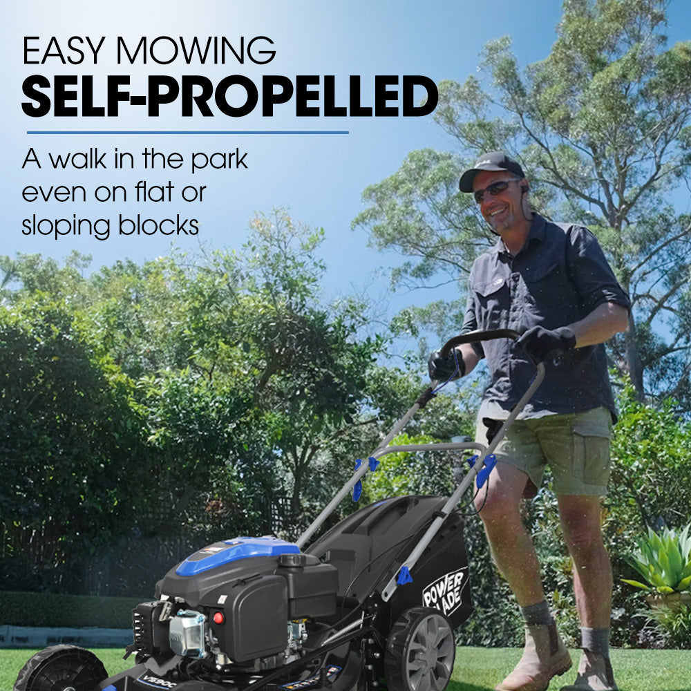 20m Self-Propelled Lawn Mower, 200cc, 7-Height, Steel Deck, 4-Stroke Engine