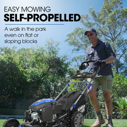 224cc Self-Propelled Lawn Mower, Electric Start, 0.56m Cut Width, 60L Catcher