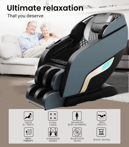 Ultimate Zero Gravity Recliner with Heat, Bluetooth, and 145cm SL-Track Massage