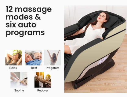 Zero Gravity Full Body Massage Recliner Chair with Heat & Bluetooth, 145cm Track
