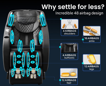 Zero Gravity Full Body Massage Recliner Chair with Heat & Bluetooth, 145cm Track
