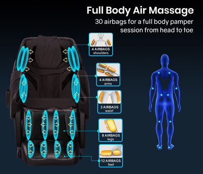 Luxury Full Body Massage Chair with Heat, Bluetooth, and Zero Gravity Recline