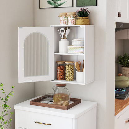 Bathroom Wall Cabinet Medicine Cabinet with Tempered Glass Door-White