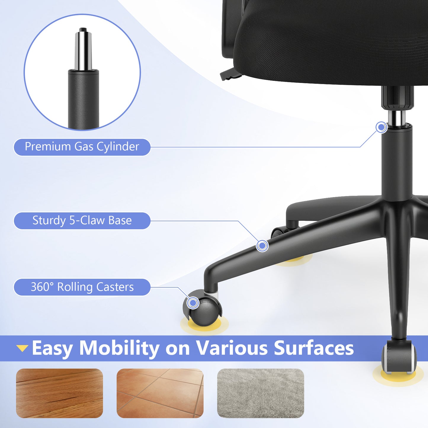 Mesh Ergonomic Computer Desk Chair with Lumbar Support and Flip-up Arms-Black
