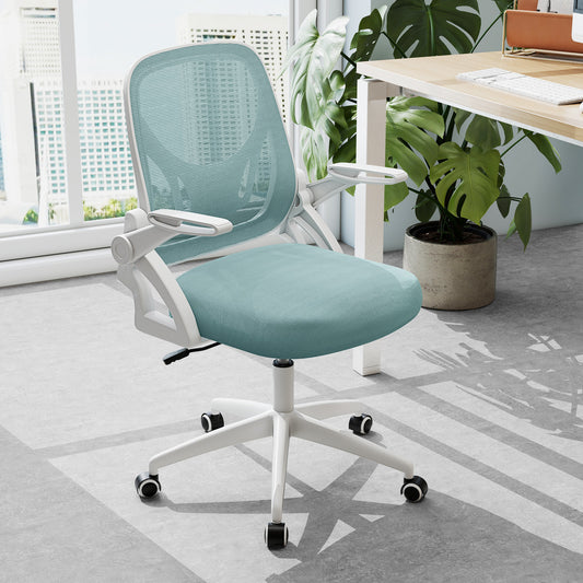 Mesh Ergonomic Computer Desk Chair with Lumbar Support and Flip-up Arms-Navy