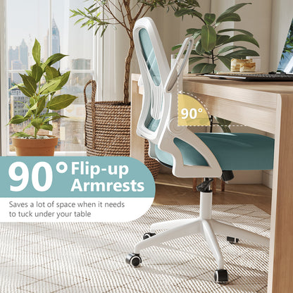Mesh Ergonomic Computer Desk Chair with Lumbar Support and Flip-up Arms-Navy