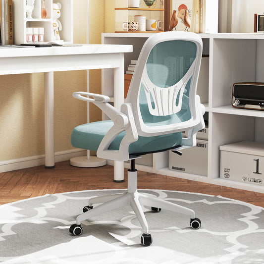 Mesh Ergonomic Computer Desk Chair with Lumbar Support and Flip-up Arms-Navy