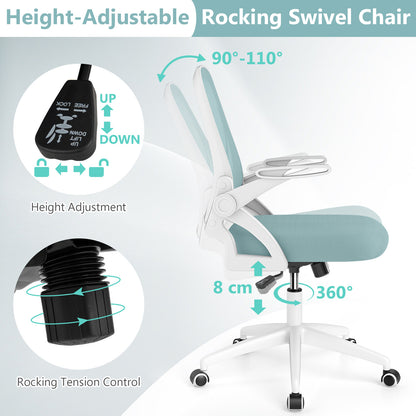 Mesh Ergonomic Computer Desk Chair with Lumbar Support and Flip-up Arms-Navy