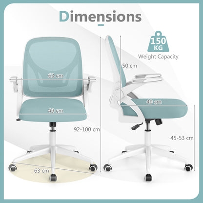 Mesh Ergonomic Computer Desk Chair with Lumbar Support and Flip-up Arms-Navy