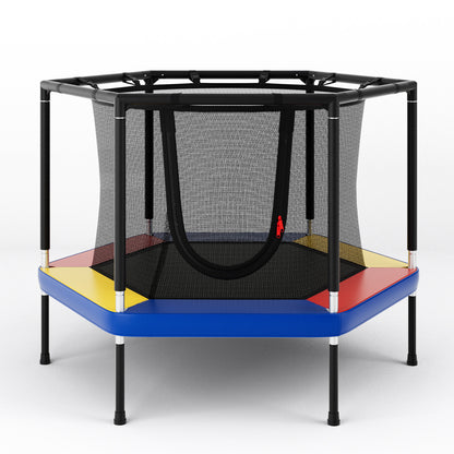 Mini Trampoline for Kids with Safety Enclosure Net and No-Gap Safe Design-Colourful