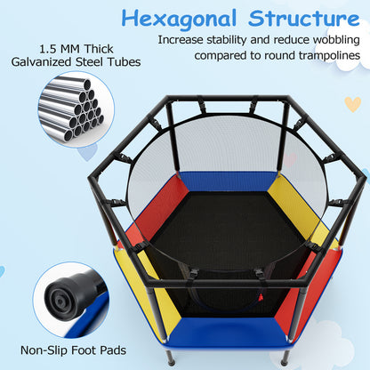 Mini Trampoline for Kids with Safety Enclosure Net and No-Gap Safe Design-Colourful