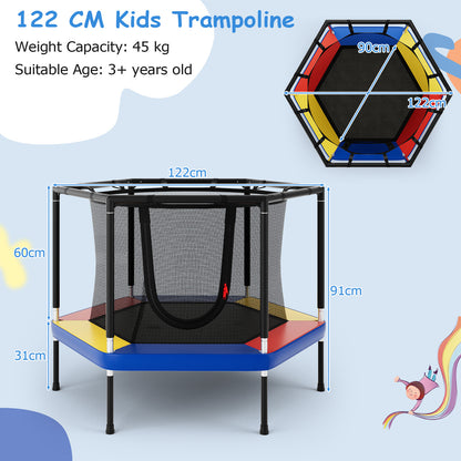 Mini Trampoline for Kids with Safety Enclosure Net and No-Gap Safe Design-Colourful
