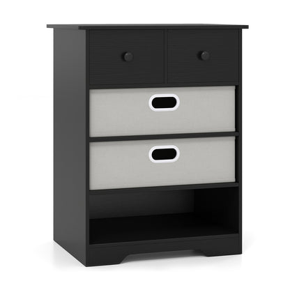 4-Drawer Dresser Modern Chest Storage Organizer Multifunctional Freestanding Nightstand-Black