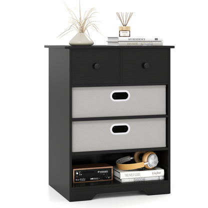 4-Drawer Dresser Modern Chest Storage Organizer Multifunctional Freestanding Nightstand-Black