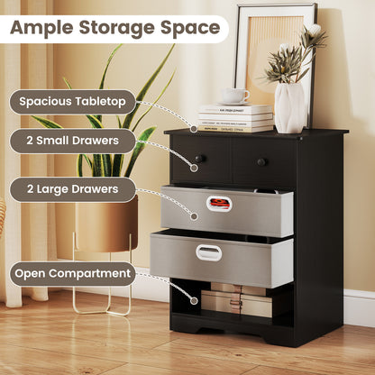 4-Drawer Dresser Modern Chest Storage Organizer Multifunctional Freestanding Nightstand-Black