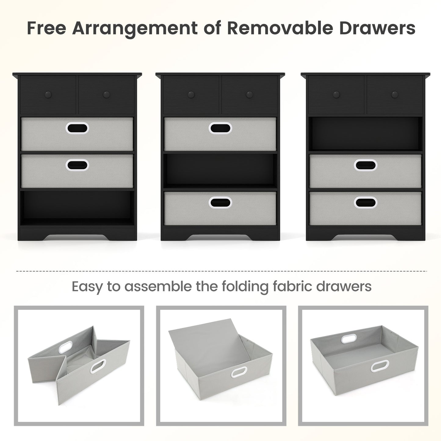 4-Drawer Dresser Modern Chest Storage Organizer Multifunctional Freestanding Nightstand-Black
