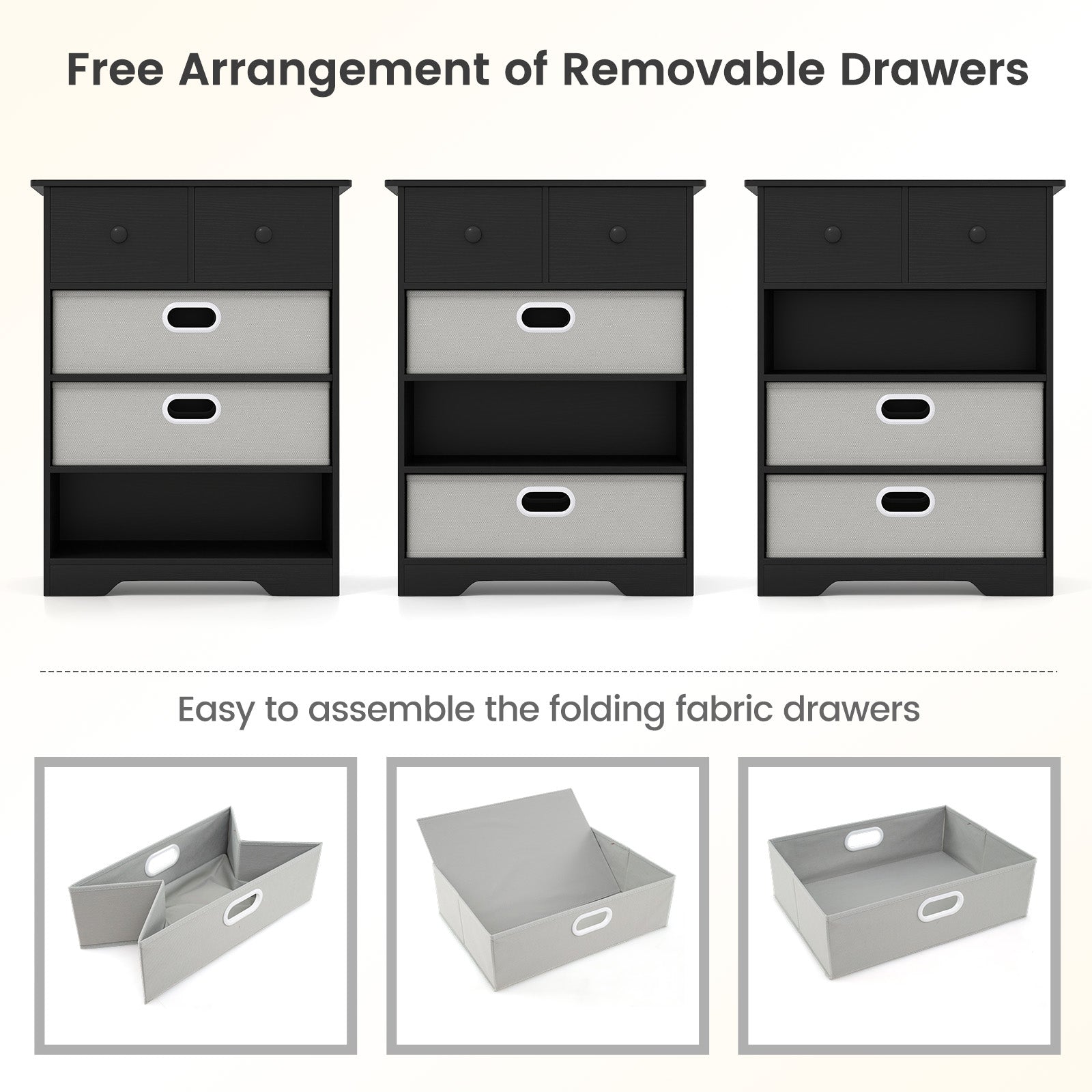 4-Drawer Dresser Modern Chest Storage Organizer Multifunctional Freestanding Nightstand-Black