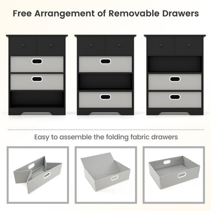 4-Drawer Dresser Modern Chest Storage Organizer Multifunctional Freestanding Nightstand-Black