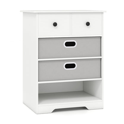 4-Drawer Dresser Modern Chest Storage Organizer Multifunctional Freestanding Nightstand-White