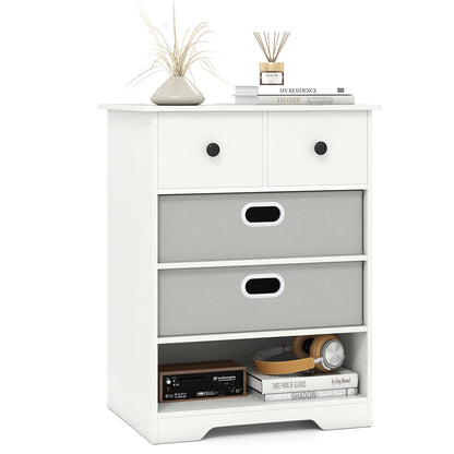 4-Drawer Dresser Modern Chest Storage Organizer Multifunctional Freestanding Nightstand-White