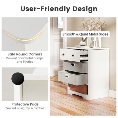 4-Drawer Dresser Modern Chest Storage Organizer Multifunctional Freestanding Nightstand-White