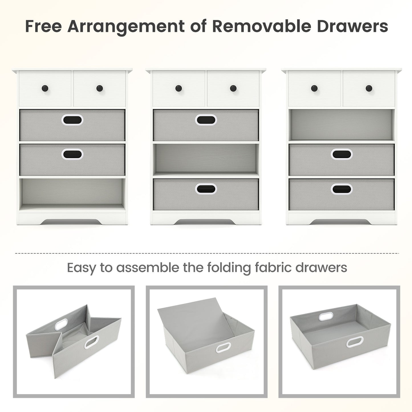 4-Drawer Dresser Modern Chest Storage Organizer Multifunctional Freestanding Nightstand-White