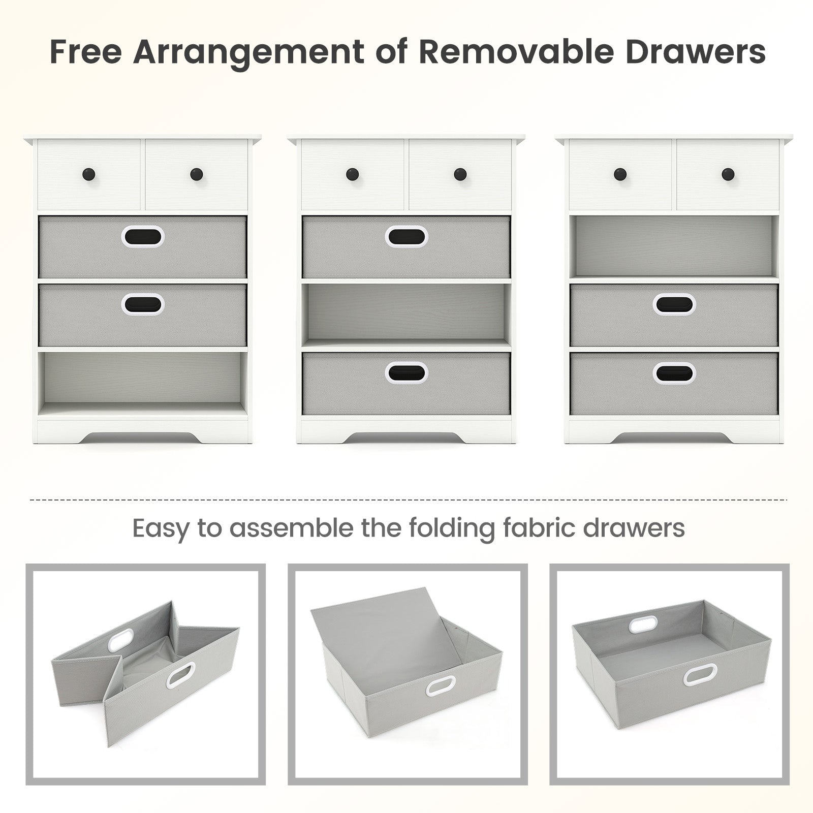 4-Drawer Dresser Modern Chest Storage Organizer Multifunctional Freestanding Nightstand-White